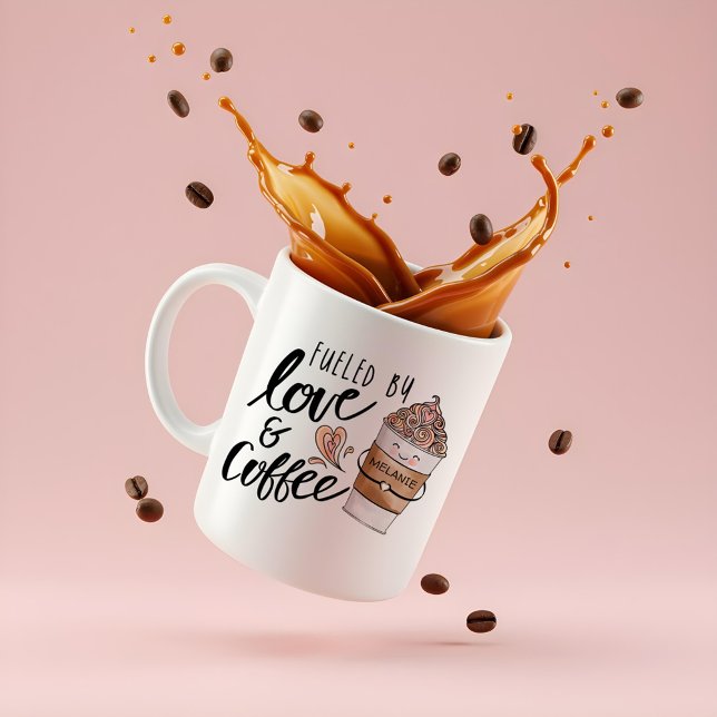 Mug Alimenté Par Love & Coffee Cute Funny Coffee Latte (Fueled By Love & Coffee Cute Funny Coffee Latte Coffee Mug)