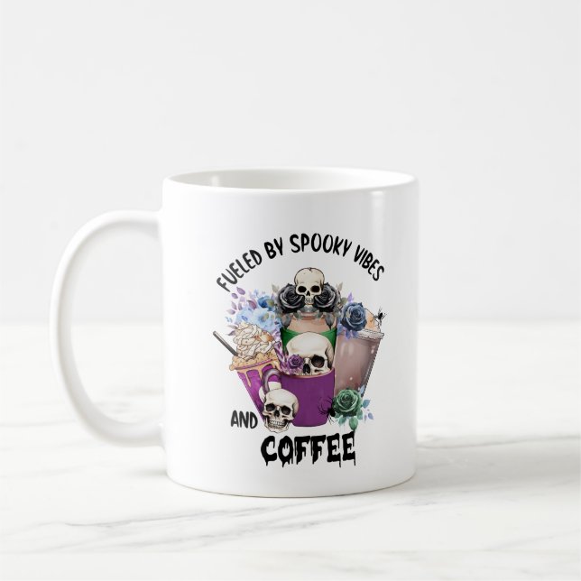 Mug Alimenté par Vibes Éffrayantes Café Cute Drôle Hal (Gauche)