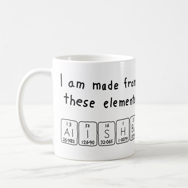 Mug Alishba (tasse de nom de table périodique) (Gauche)