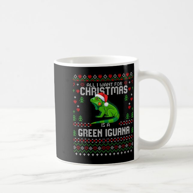 Mug All I Want Green Iguana Lizard Christmas Ugly Xmas (Droite)