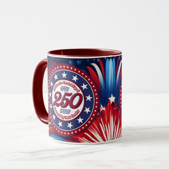 Mug All Men Are Created Equal Red White Blue Graphic F (Devant gauche)