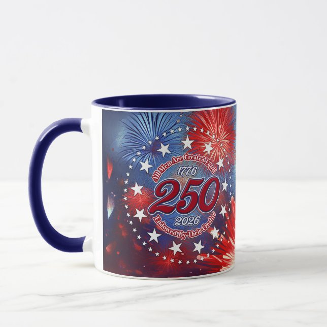 Mug  All Men Are Created Graphic Fireworks Burst (Gauche)