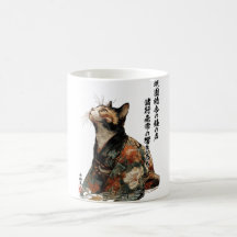 "All Things Change" Japanese Cat in Kimono Art