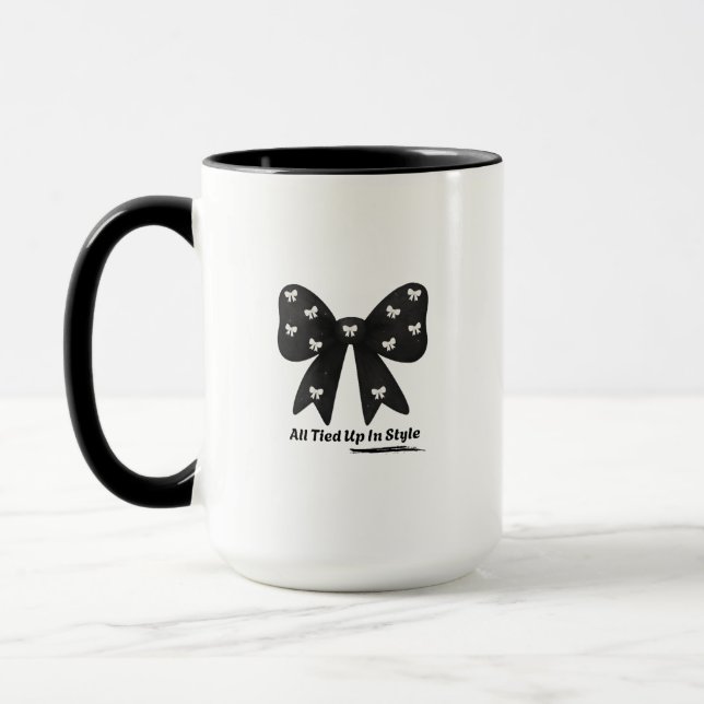 Mug All Tied Up In Style cup– Elegant Black Bow  (Gauche)
