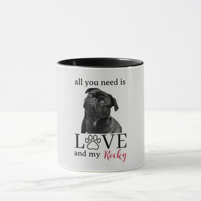 Mug All You Need Is Love and My Dog – Custom Pet Name  (Centre)