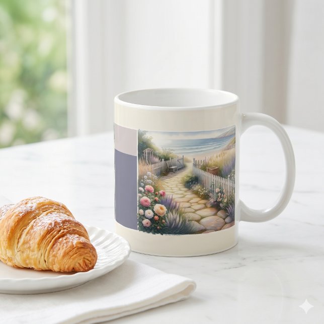 Mug Allée de jardin de campagne vers la mer (Cottage Garden Path to the Sea Coffee Mug)