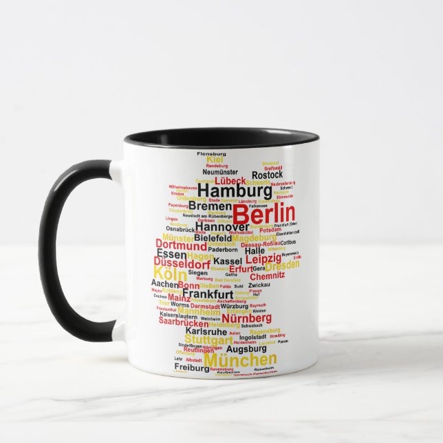 Mug Allemagne Carte Silhouette Villes Drapeau Berlin T (Gauche)