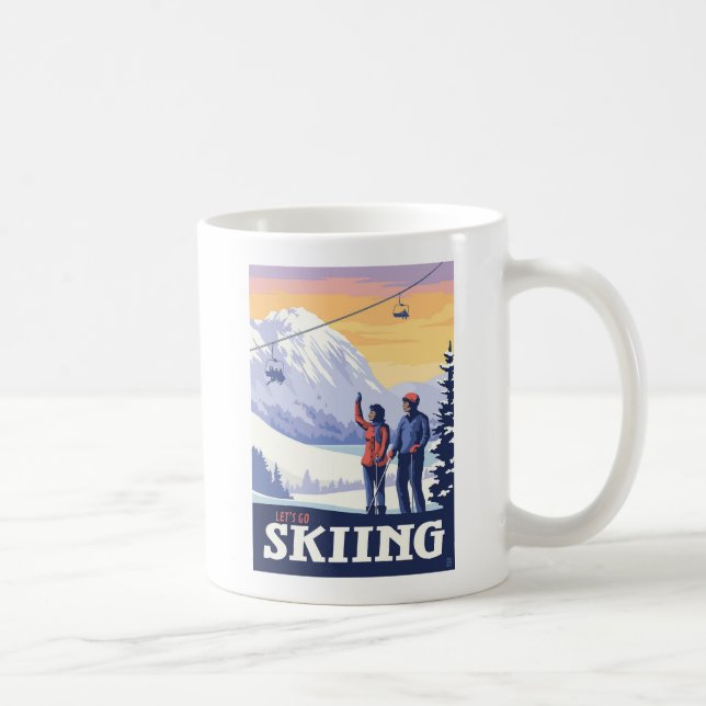 Mug Aller skier Vintage Imprimer (Droite)