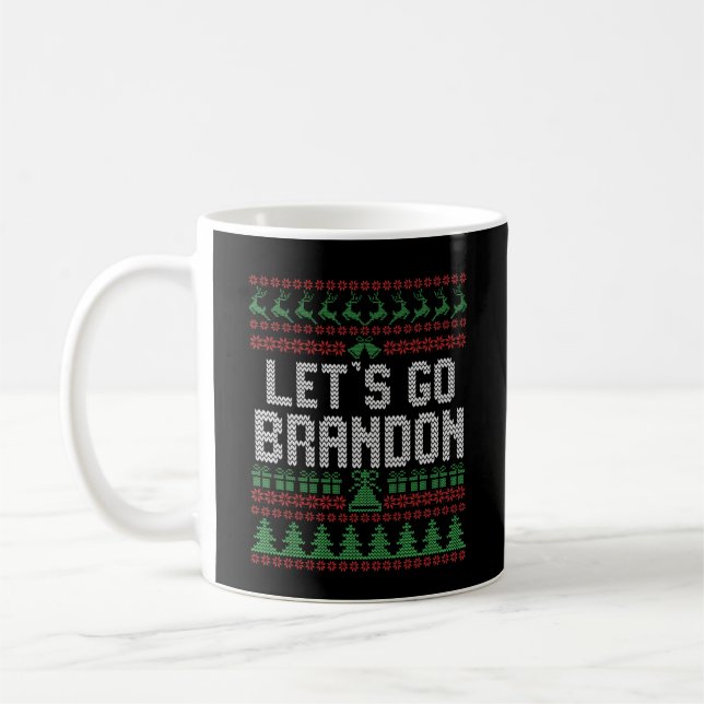 Mug Allez Brandon Drôle Mauvais Chandail de Noël (Gauche)