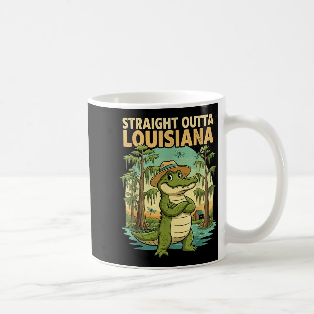 Mug Alligator de Louisiane drôle Rétro Voyage Faune Ba (Droite)