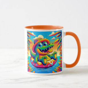 Mug Alligator joyeux en bouée.