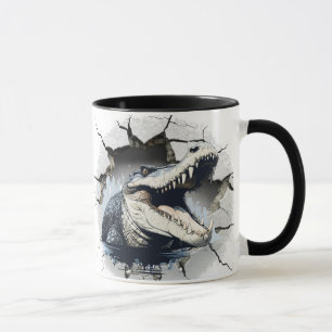 Mug alligator sortant d'un mur