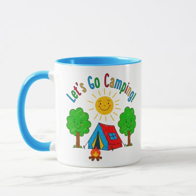 Mug Allons camper ! Dessin pour enfants (Gauche)