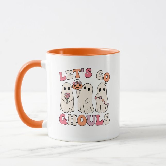 Mug Allons Gâler Le Fantôme Super Avec Des Fleurs Vint (Gauche)