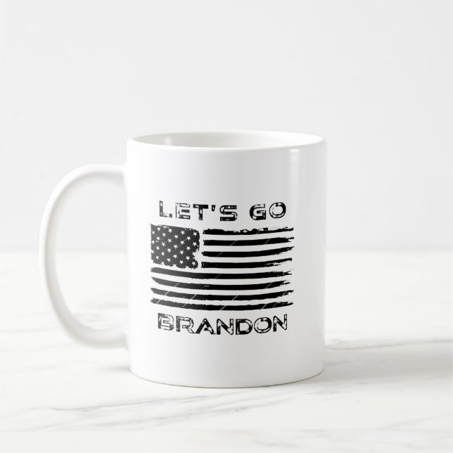 Mug Allons voir Brandon Funny Patriotic American Flag (Gauche)