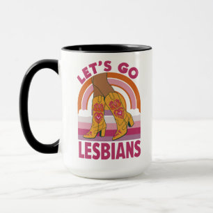 Mug Allons-y Lesbiennes Mois de la fierté LGBTQ Cowgir