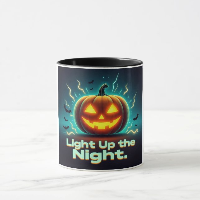 Mug Allumez la boue de Citrouille d'Halloween de nuit (Centre)