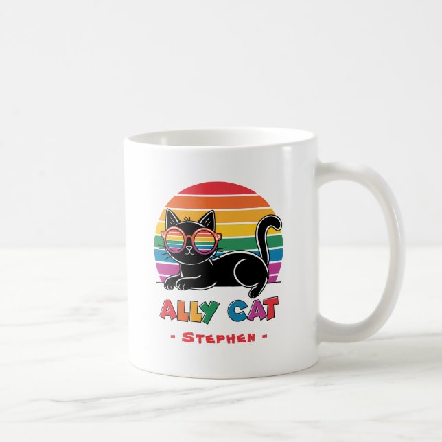 Mug Ally Cat - Chat noir avec lunettes de soleil arc-e (Droite)