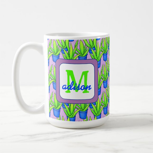 Mug Aloe Vera Motif Plante Monogrammé (Gauche)
