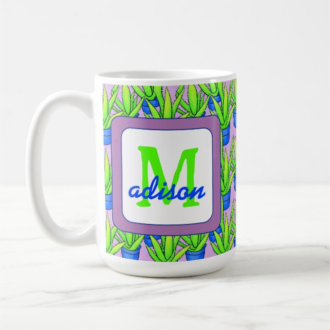 Mug Aloe Vera Motif Plante Monogrammé (Gauche)