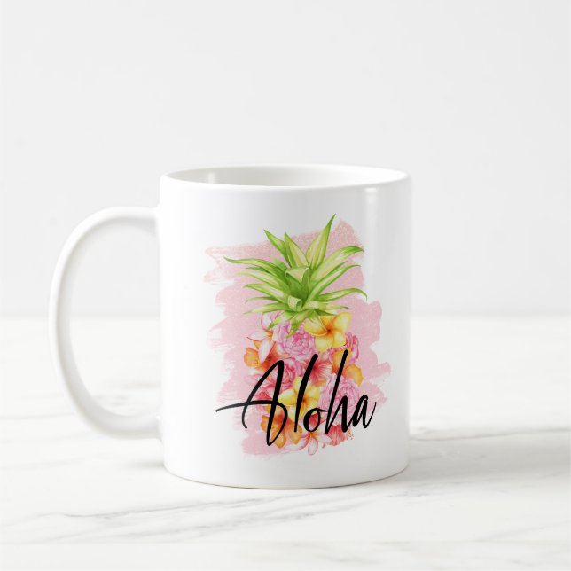 Mug Aloha Ananas Floral Pretty Rose Hawaii (Gauche)