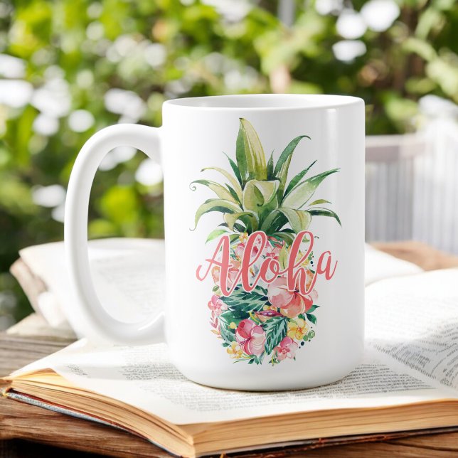 Mug Aloha Aquarelle Florale Aigle Tropicale (Créateur téléchargé)