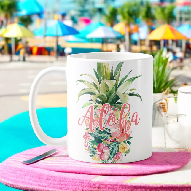 Mug Aloha Aquarelle Florale Aigle Tropicale (Créateur téléchargé)