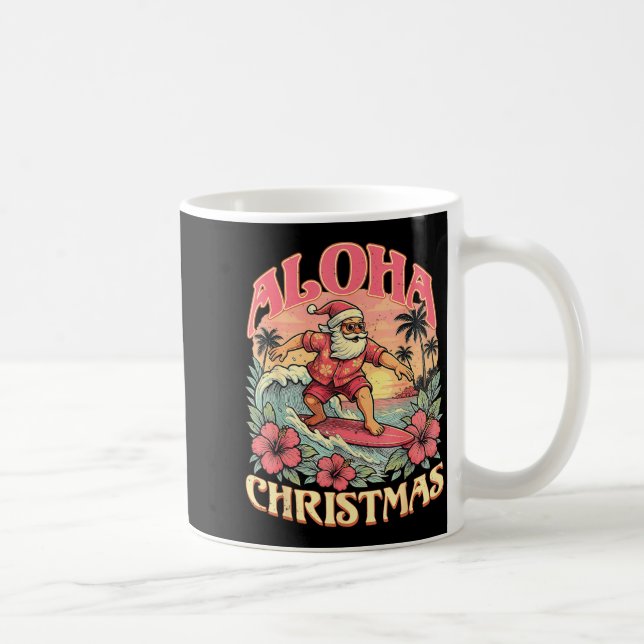 Mug Aloha Christmas Santa Claus Surfing Hawaiian Mele  (Droite)