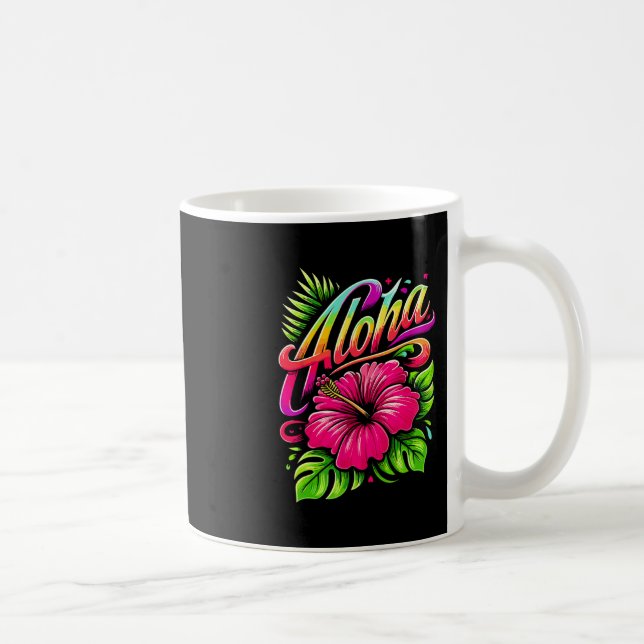 Mug Aloha Fleur Tropicale Vacances Hawaï Été Plage (Droite)