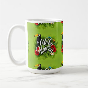 Mug Aloha Hawaii Fleurs Feuillage Papillons Jaune