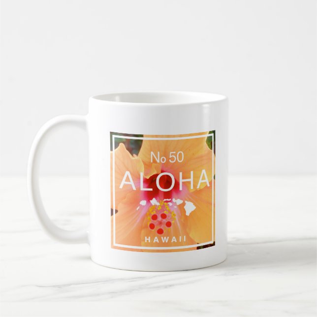 Mug Aloha Hawaii No. 50 State Island Orange Hibiscus (Gauche)