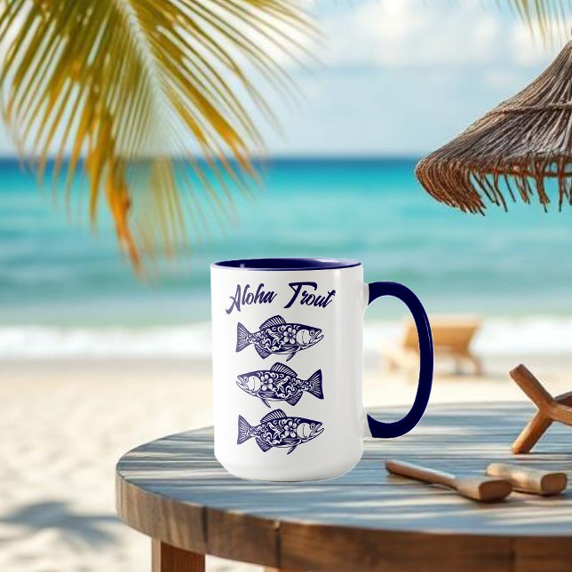 Mug Aloha Trout-Blue Hawaiian (Aloha Trout Fisherman Trend Hawaiian Fish Beach Summer Mug Blue)