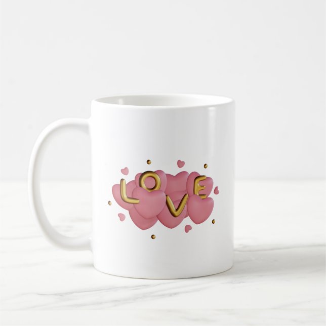 Mug Alors Ballons mignons Amour du coeur (Gauche)