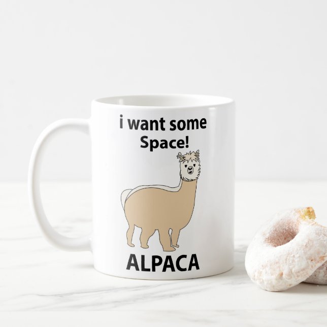 Mug Alpaca je veux un peu d'espace drôle Alpaca (Avec donut)