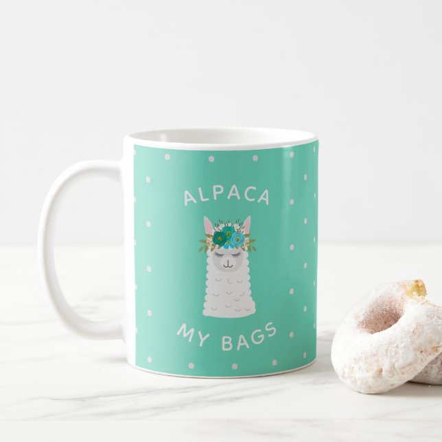 Mug Alpaca mignon et tendance | Turquoise (Avec donut)