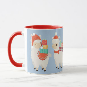 Mug Alpacas festifs transportant des dons Noël