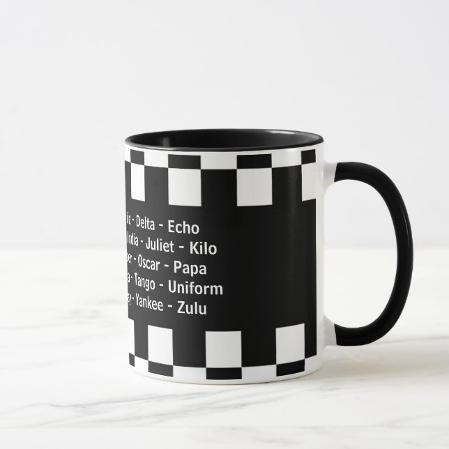 Mug Alpha Bravo Charlie Echo Alphabet phonétique (Droite)