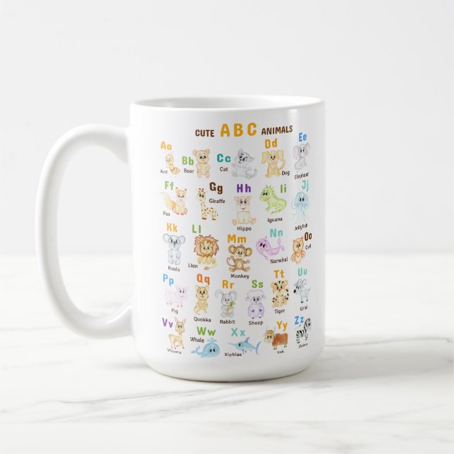 Mug Alphabet Animal ABC Animaux mignons  (Gauche)