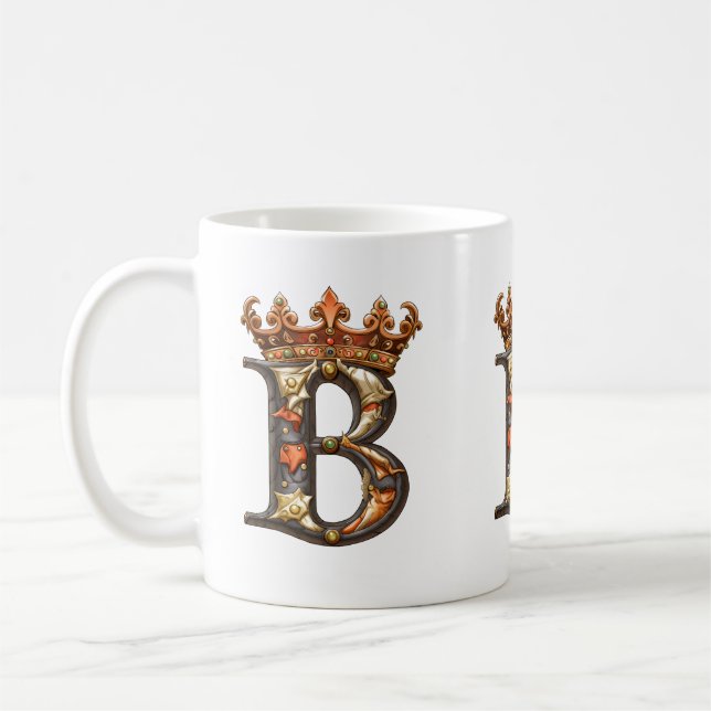 Mug Alphabet B décoré avec couronne (Gauche)