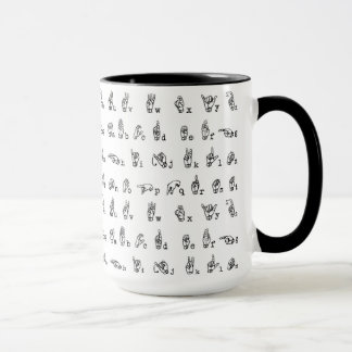 Mug Alphabet de langue des signes américaine en noir