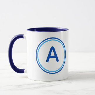 Mug Alphabet de lettres rondes design cercle bleu