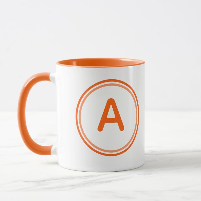Mug Alphabet de lettres rondes design cercle orange (Gauche)
