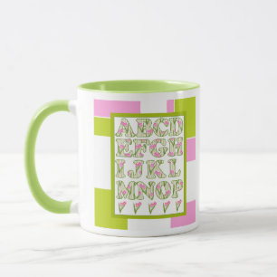 Mug Alphabet drôle, alphabet de fleurs, alphabet