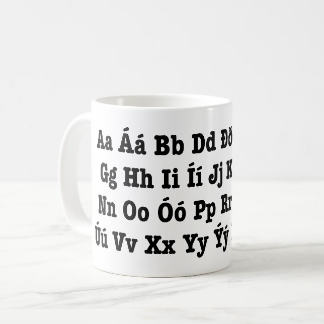 Mug Alphabet islandais [Íslenska Stafrófið] (Devant gauche)