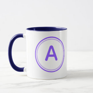 Mug Alphabet Lettre Ronde Design Cercle Violet