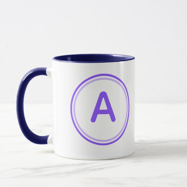 Mug Alphabet Lettre Ronde Design Cercle Violet (Gauche)