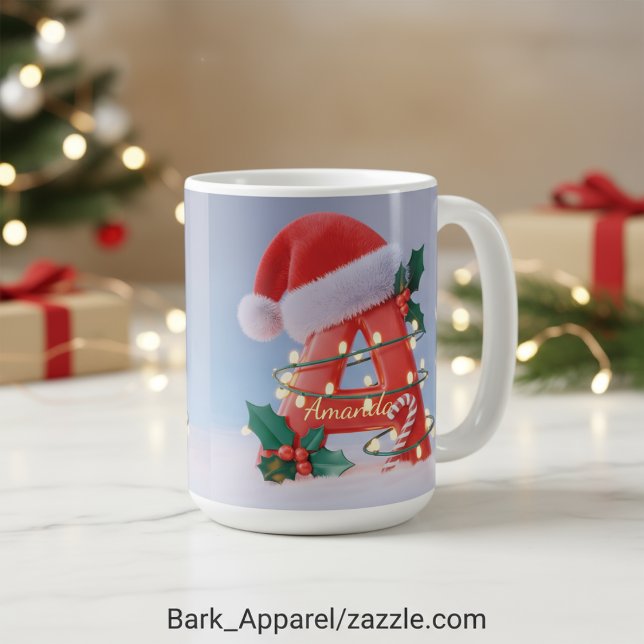 Mug Alphabet personnalisé 'A' de Noël  (Créateur téléchargé)