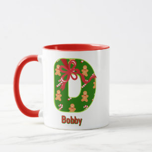 Mug Alphabet personnalisé 'D' Noël