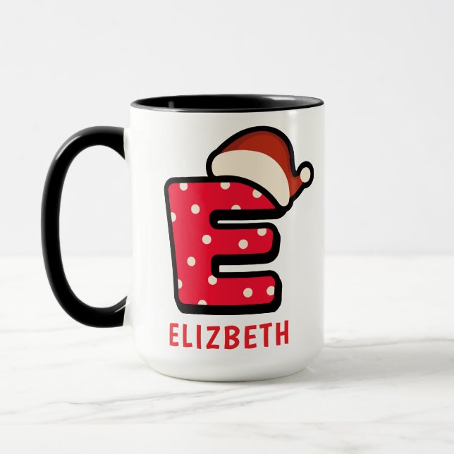 Mug Alphabet personnalisé 'E' Noël  (Gauche)