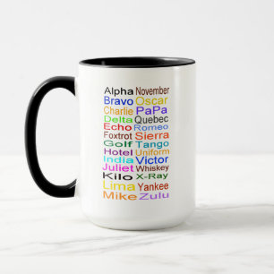 Mug Alphabet phonétique à droite ou à gauche
